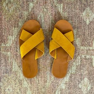 Mustard Yellow cross strap slides